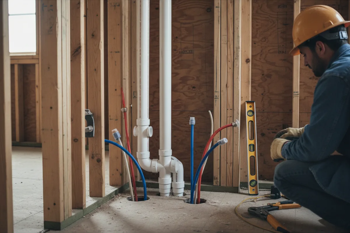 Drain and supply rough-in during Toilet Repair and Installation in Sebec