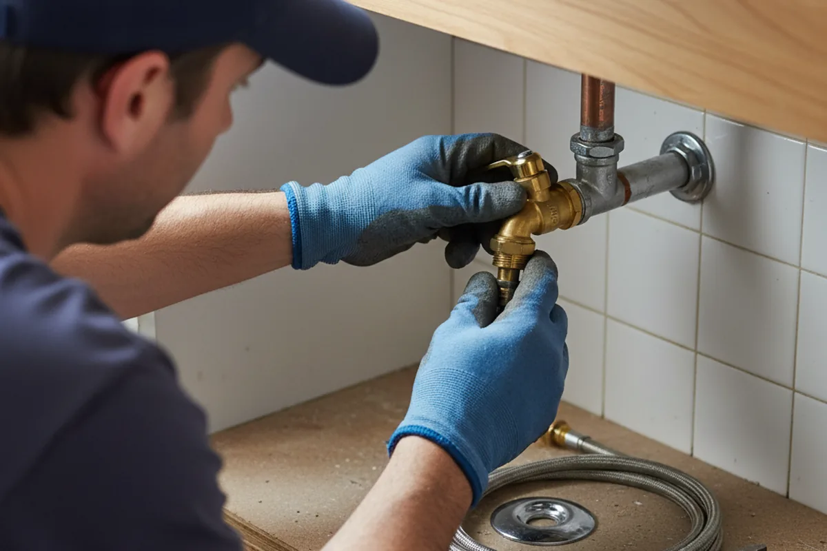 Shutoff valve and fitting work during Faucet and Fixture Repair in Sebec